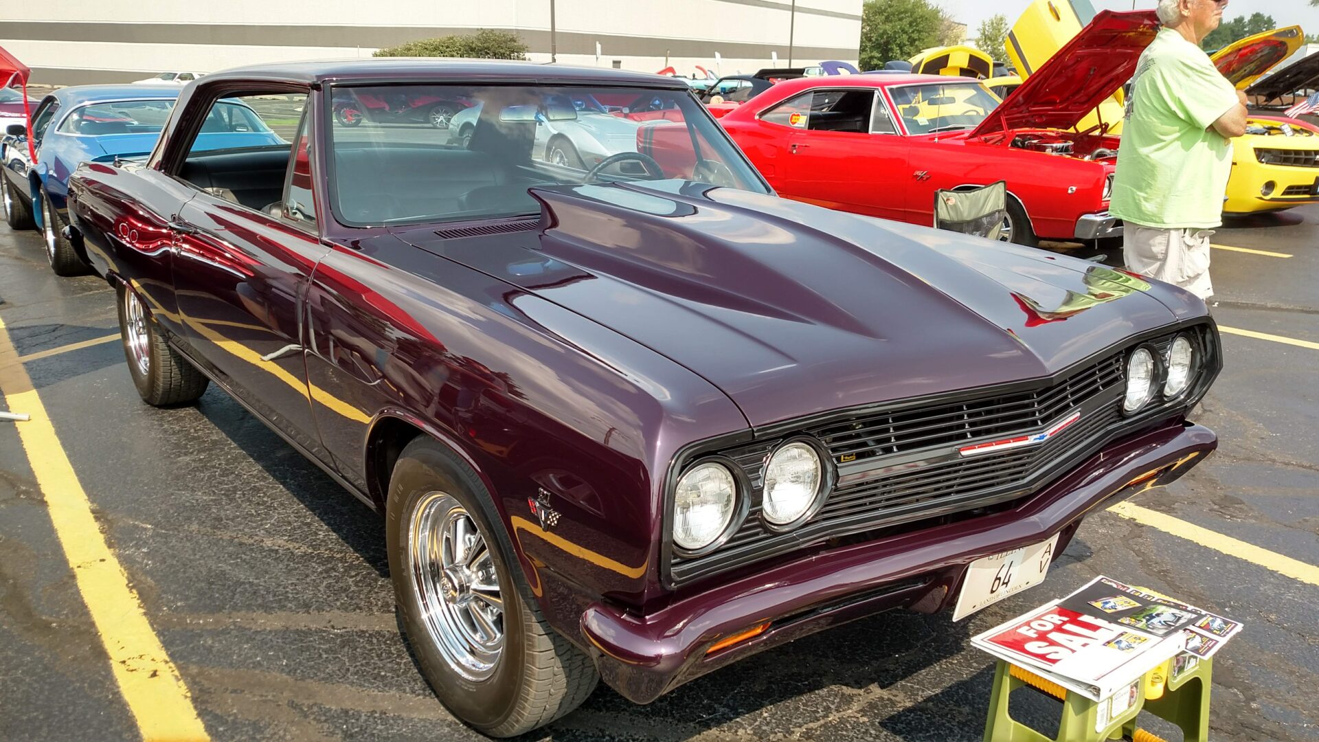 A Wine Color Chevelle Car on Parking