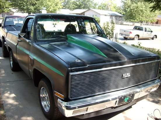 Chevy Truck in Black and Green Color Body
