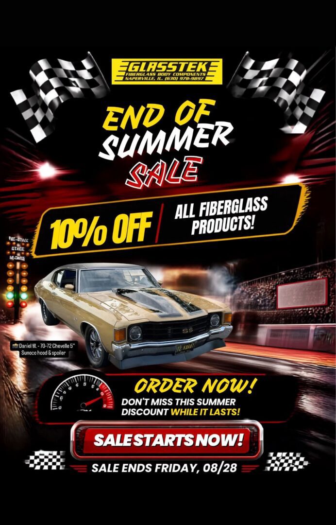 NOTE: Sale does not apply to third party orders, custom hoods, carbon fiber or orders placed prior to 08/20